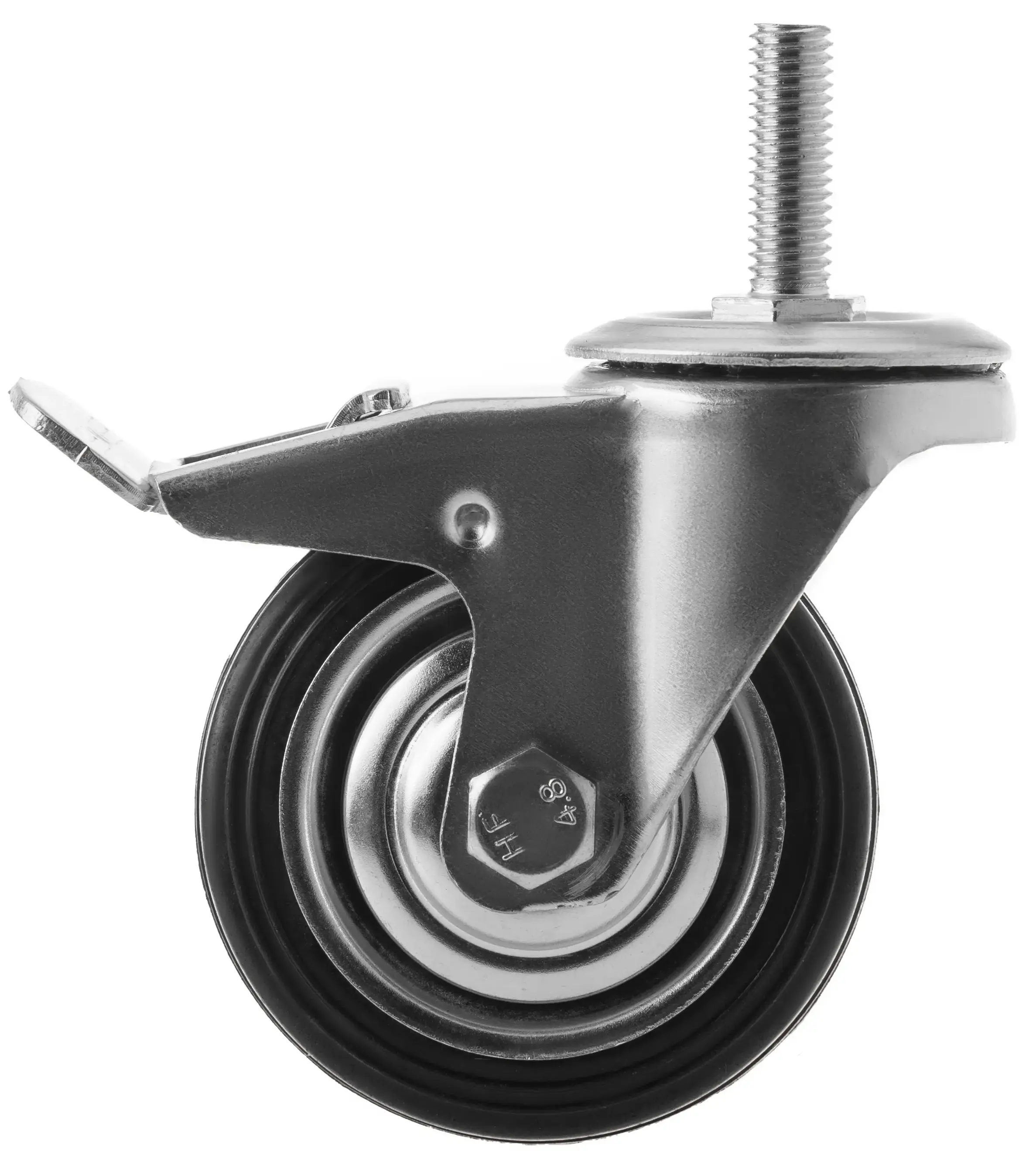 SCtb 93 - Промышленное колесо 75 мм, болт М10 (поворотн., тормоз, черн. рез., роликоподш.)