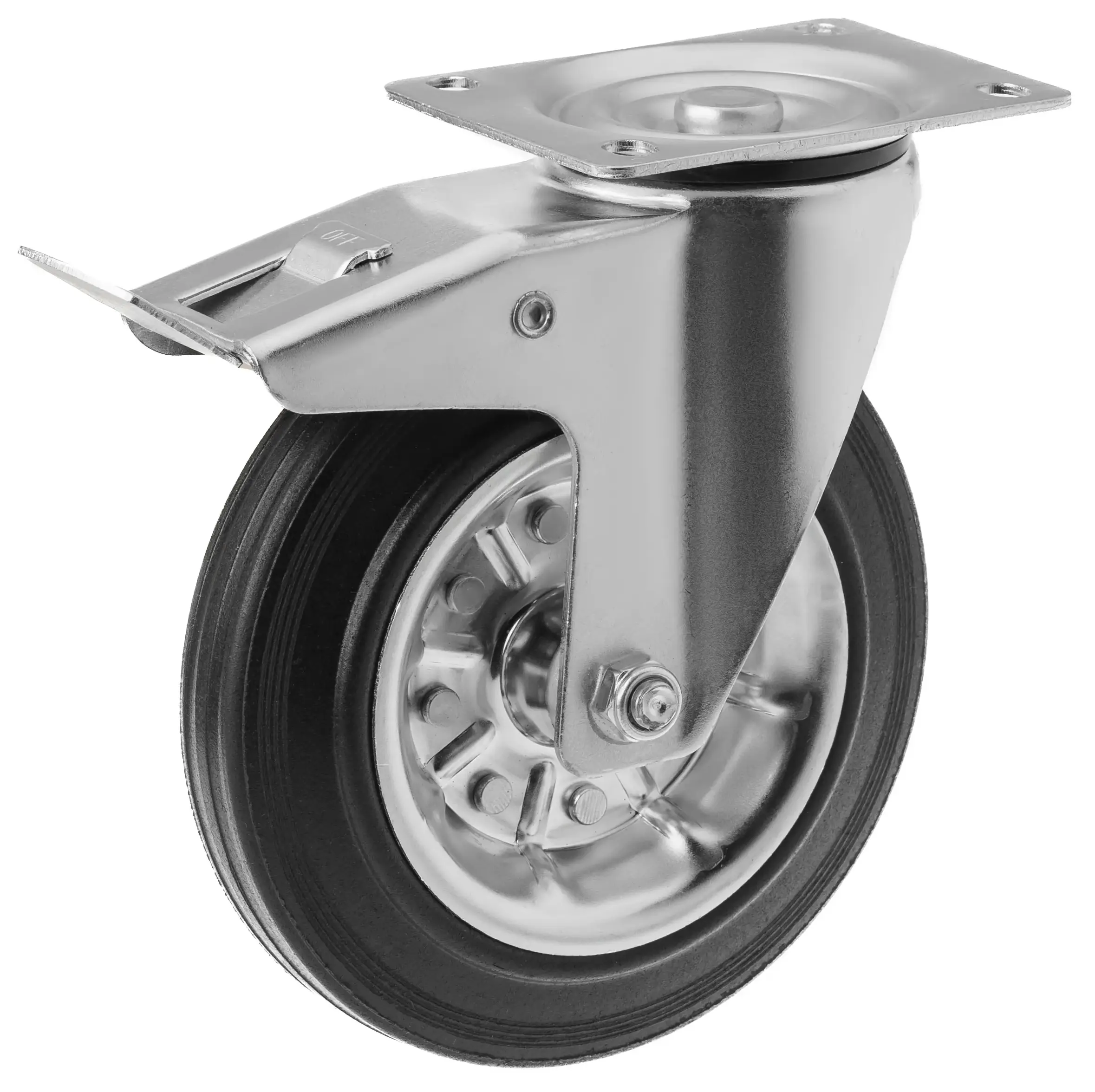 SRCb 80 - Промышленное усиленное колесо 200 мм (площ., повор., торм., черн. рез., роликоподш.)