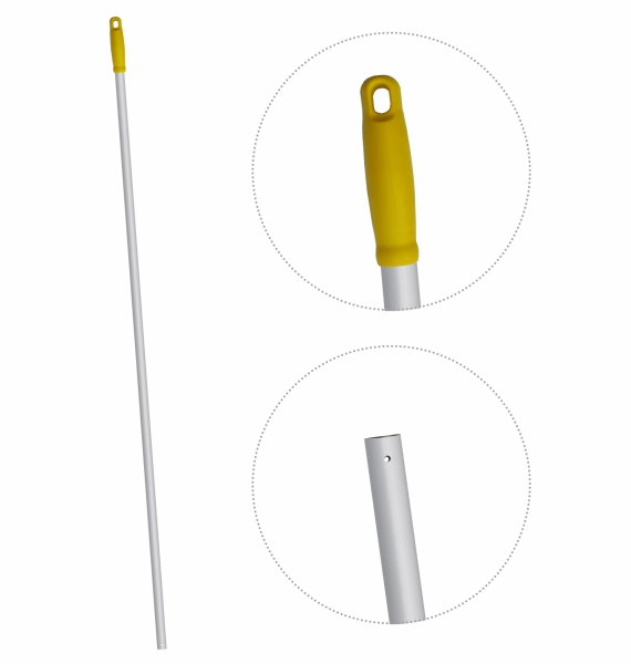 Ручка для держателя мопов, длина 130 см, диаметр 22 мм, алюминий, цвет желтый - ALS285-Y без резьбы