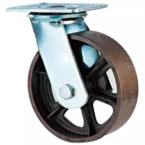 SCs 55 - Большегрузное чугунное колесо без резины 125 мм (поворот., площадка, темн. обод.)