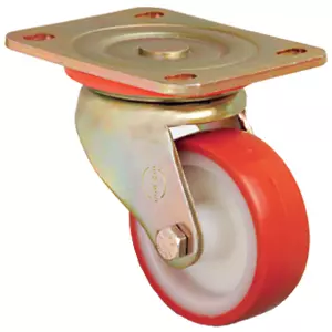 Полиуретановое колесо поворотное ZB 100 мм, 350 кг (обод - полиамид, площадка, шарикоподшипник)
