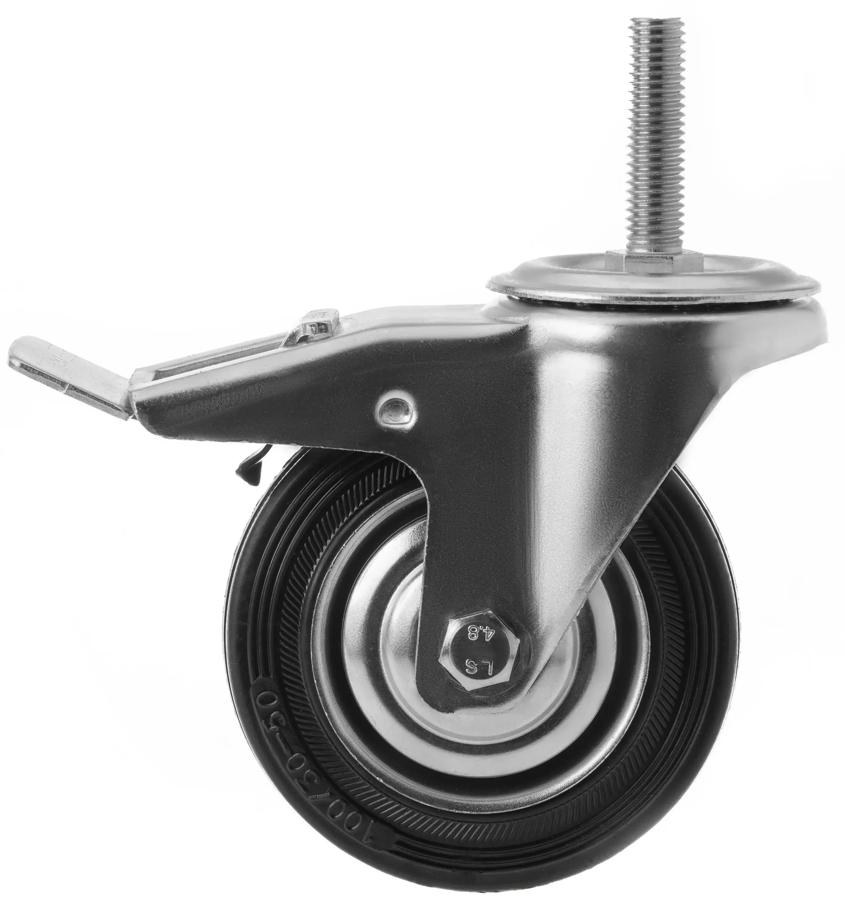 SCtb 42 - Промышленное колесо 100 мм, болт М12 (поворотн., тормоз, черн. рез., роликоподш.)