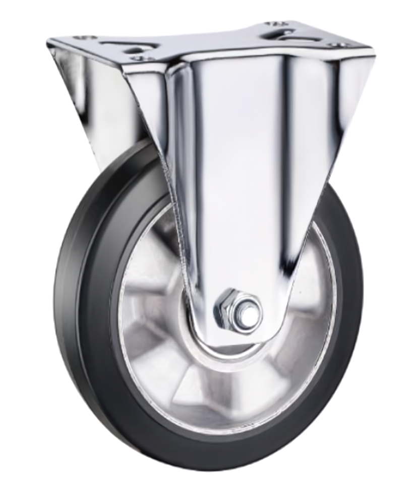 FCDL 80 - Большегрузное колесо с алюминиевым ободом 200 мм (неповорот., площадка, черная резина, шарикоподш.)