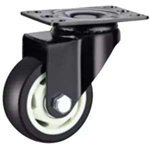 350125S - Полиуретановое черное колесо 125 мм (поворотн.площ., полипропил.обод, двойной шарикоподш.)