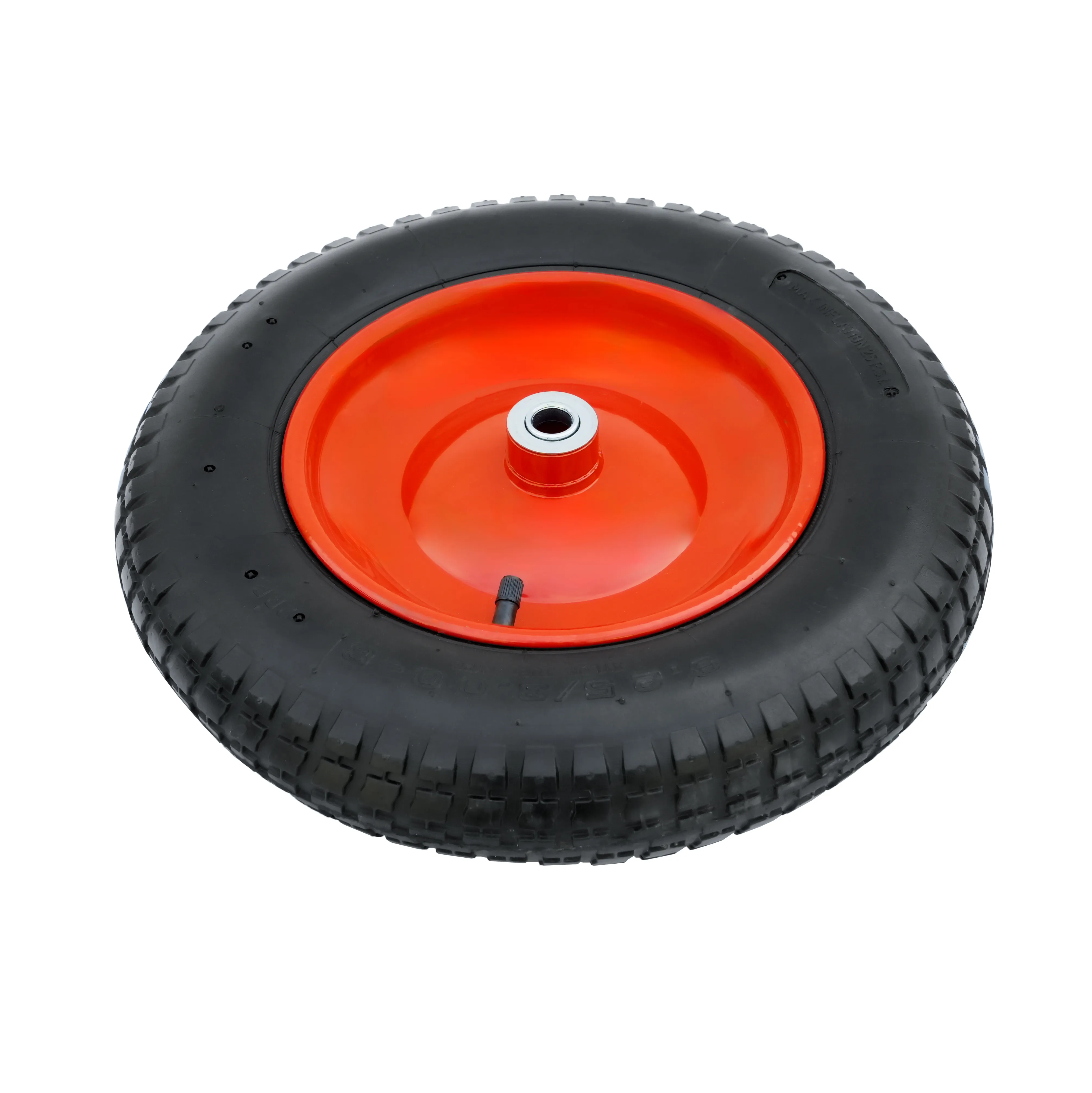 PR 2402-16 - Колесо для тачки / тележки пневматическое 3.25/3.00-8, сварной диск, диаметр 360 мм, ось 16 мм, металлический обод, симметричная ступица, шариковый подшипник