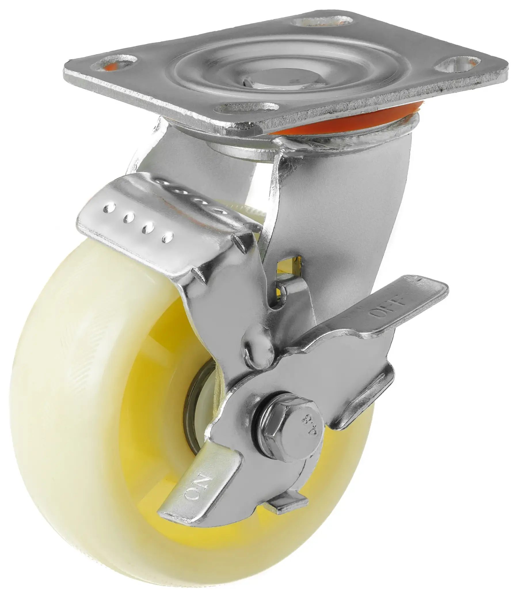 Большегрузное нейлоновое колесо 125 мм (площадка, поворотное, тормоз, шарикоподшипник) - SCdbn 55