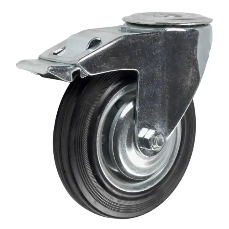 SChb 93 - Промышленное колесо 75 мм (под болт 10.5 мм, пов., тормоз, черн. рез., роликоподш.)