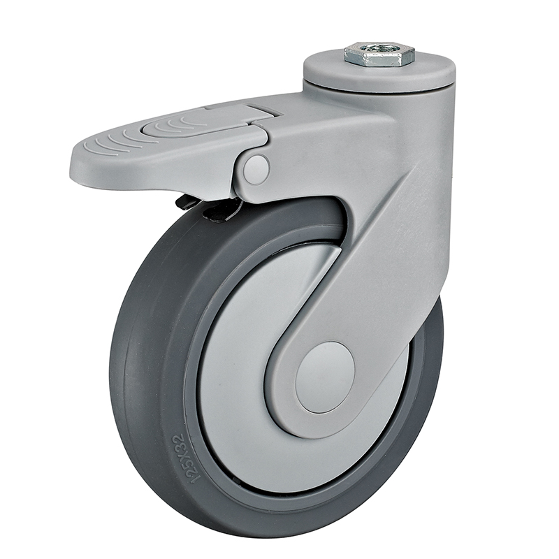 IMhgb 55(10) - Аппаратное колесо из термопластичной резины 125 мм (под болт М10, тормоз, шарикоподш)