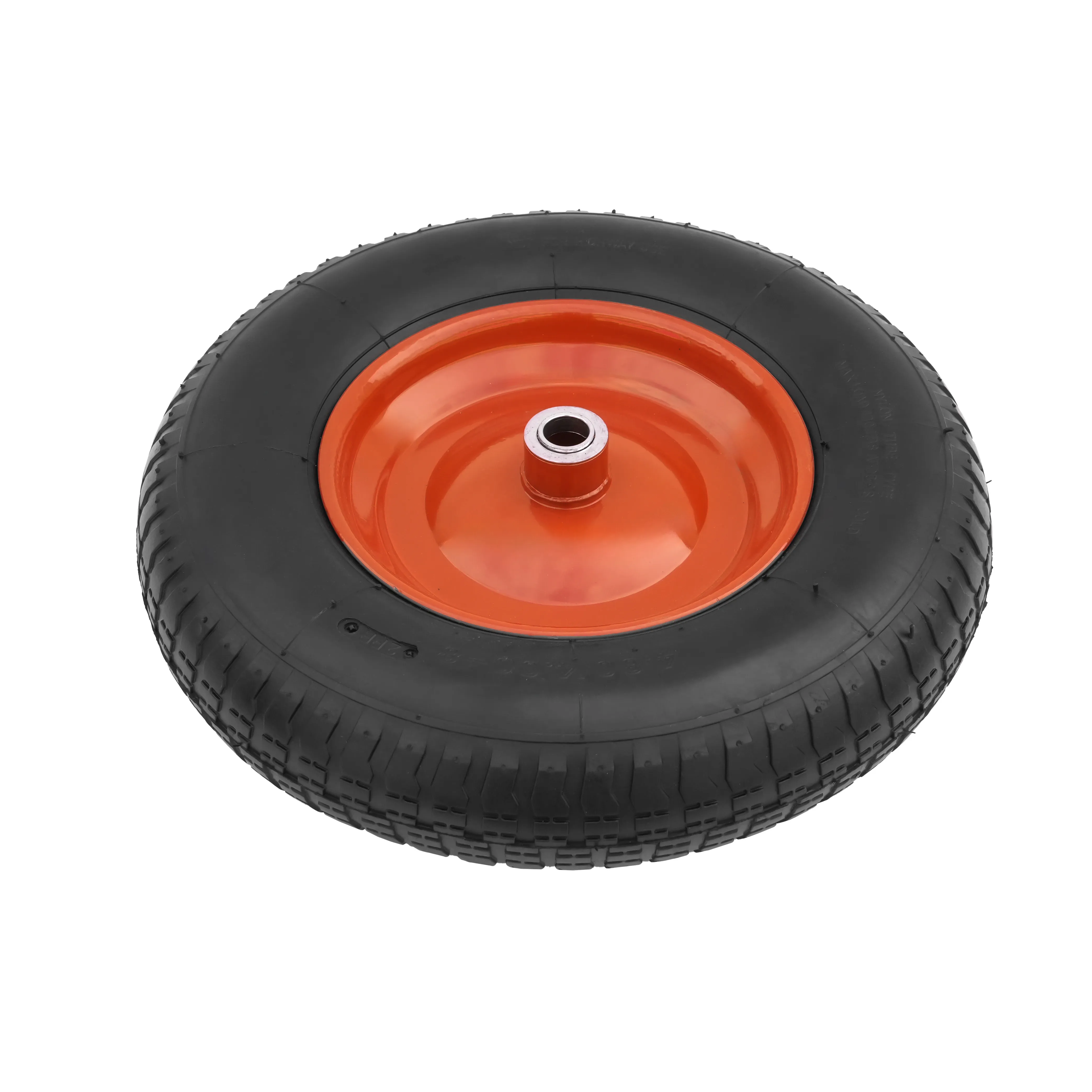 PR 3007-20 - Колесо для тачки / тележки пневматическое 4.80/4.00-8, сварной диск, диаметр 390 мм, ось 20 мм, металлический обод, симметричная ступица, шариковый подшипник