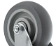 Аппаратное колесо из термопластичной резины 100 мм (поворотная площадка, тормоз, серое, полипропиленовый обод, дв. шарикоподшипник) - 340100Sb