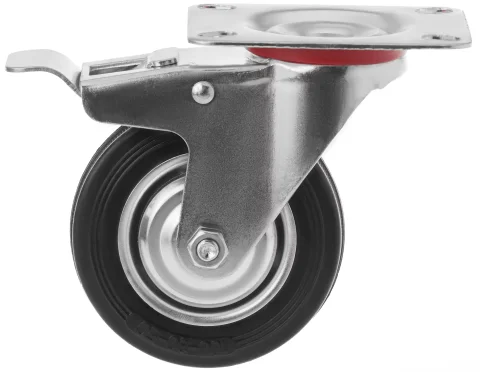 SCb 42 - Промышленное колесо 100 мм (площадка, поворотн., тормоз, черн. рез., роликоподш.)