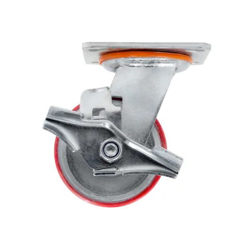 SCPB 42 - Большегрузное полиуретановое колесо 100 мм (поворот., тормоз, площадка, роликоподш.)