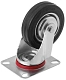 Промышленное колесо, диаметр 100мм, крепление - поворотная площадка, черная резина, роликовый подшипник - SC 42