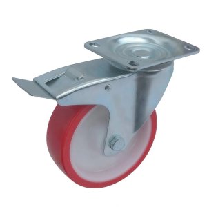 SPpb 63 - Полиуретановое колесо 160 мм (площадка, поворотн, тормоз, обод PP, двойной шарикоподш.)