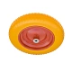 PU 2404-12 - Колесо для тачки / тележки полиуретановое бескамерное 3.25/3.00-8, сварной диск, диаметр 360 мм, ось 12 мм, металлический обод, симметричная ступица, шариковый подшипник