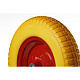 PU 2400-20y - Колесо для тачки / тележки полиуретановое бескамерное 3.25/3.00-8, диаметр 360 мм, ось 20 мм, металлический обод, симметричная ступица, шариковый подшипник