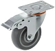 Аппаратное колесо из термопластичной резины 100 мм (поворотная площадка, тормоз, серое, полипропиленовый обод, дв. шарикоподшипник) - 340100Sb