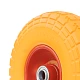 PU 1802-20 - Колесо для тачки / тележки полиуретановое бескамерное 4.10/3.50-4, сварной диск, диаметр 260 мм, ось 20 мм, металлический обод, симметричная ступица, шариковый подшипник