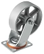 Большегрузное чугунное колесо без резины 150 мм (поворотное, площадка, темный обод) - SCs 63