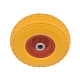 PU 1802-20 - Колесо для тачки / тележки полиуретановое бескамерное 4.10/3.50-4, сварной диск, диаметр 260 мм, ось 20 мм, металлический обод, симметричная ступица, шариковый подшипник